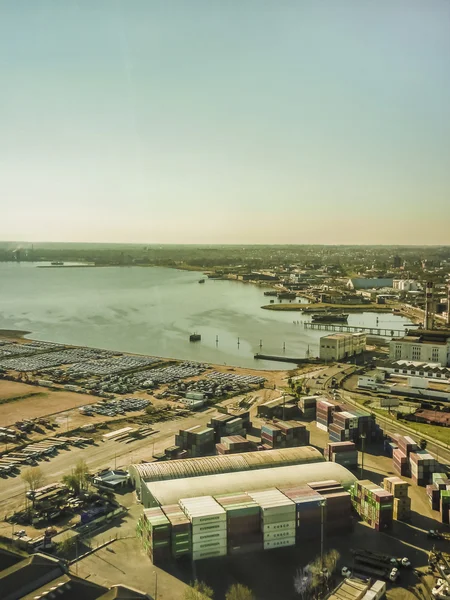 Montevideo ticari bağlantı noktası havadan görünümü — Stok fotoğraf