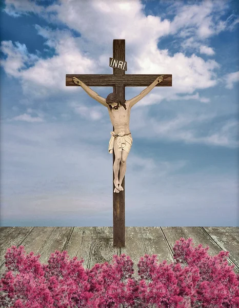 Jesus på korset illustrasjon – stockfoto