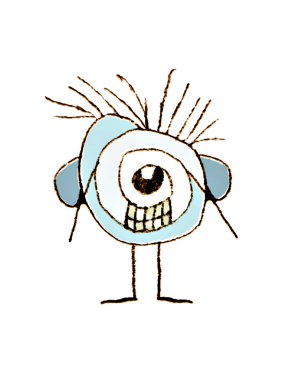 Şirin garip karikatür Raster illüstrasyon