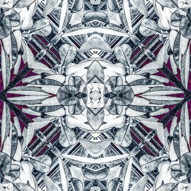 Geometrik çiçek kolaj desen