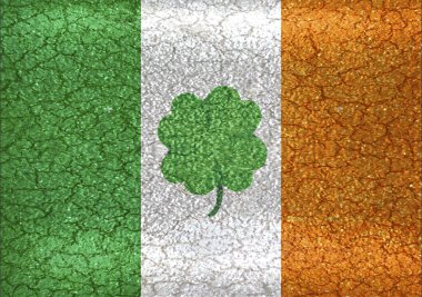 Shamrock Merkezi Grunge illüstrasyon İrlanda bayrağı
