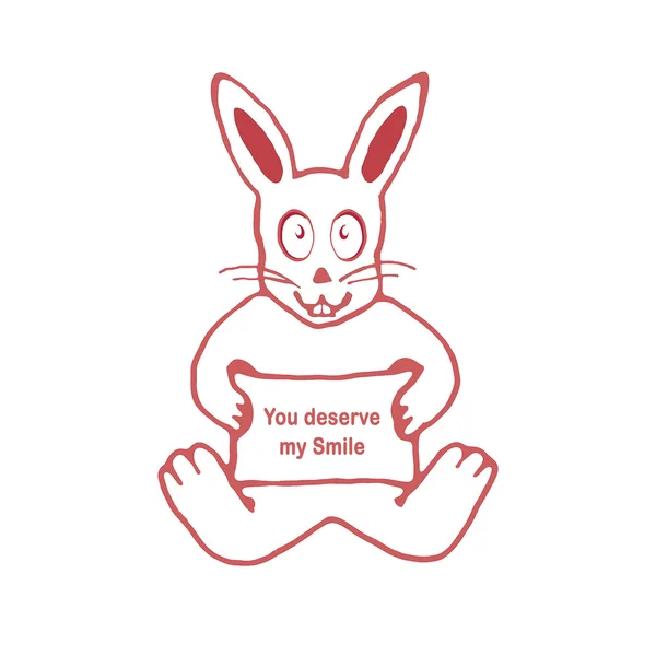 Lindo conejo con usted merecen mi sonrisa banner de texto —  Fotos de Stock