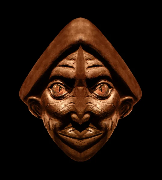 黒の背景に木製彫刻マスク — ストック写真