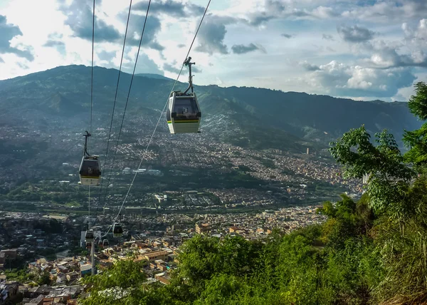 Medellin havadan görünümden teleferik