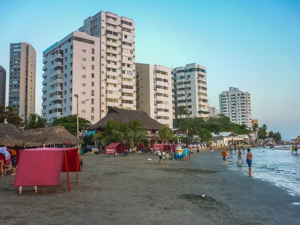 Modern Buildings and Beach in Cartagena — Stock Photo, Image