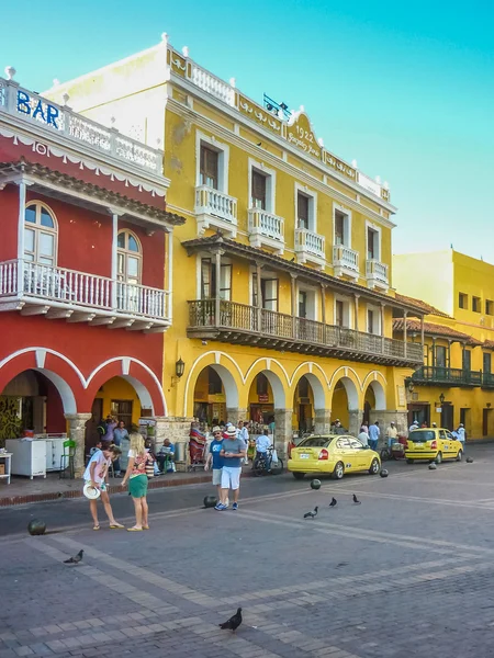 Koloniale stijl straat in cartagena colombia — Stockfoto