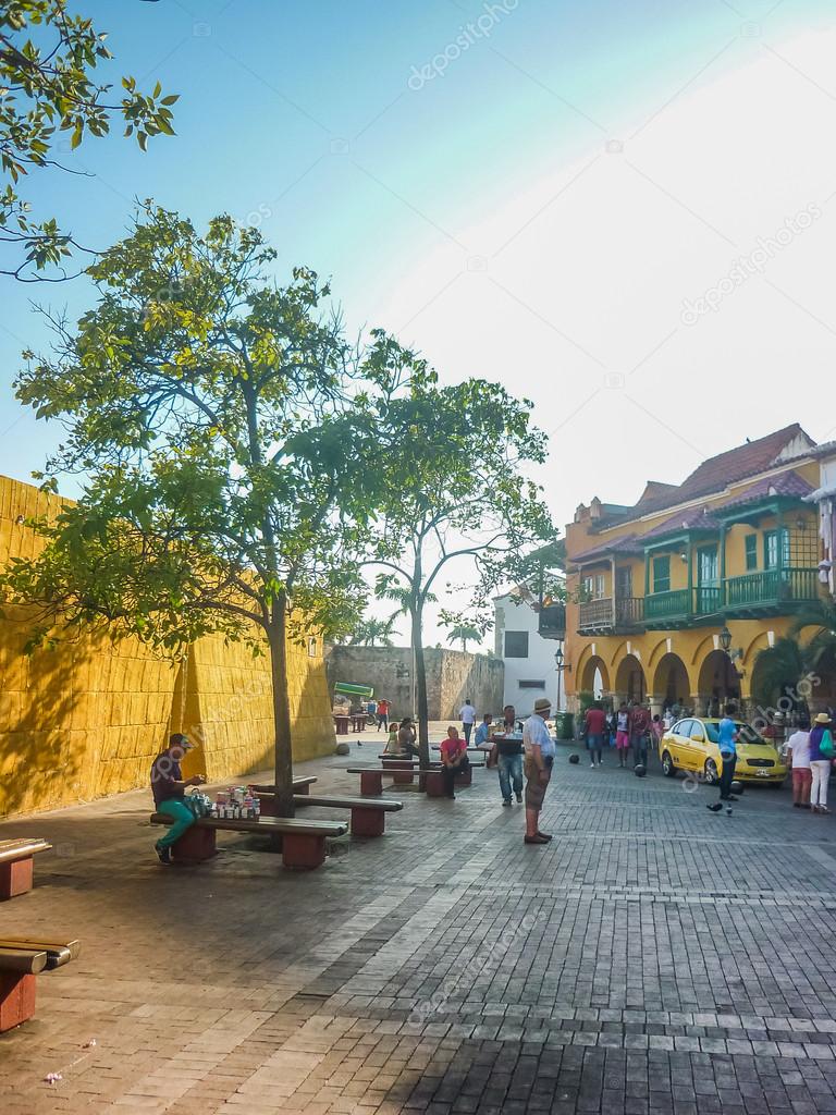 Colonial Style Street in Cartagena Colombia