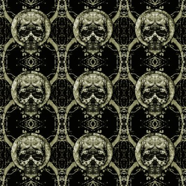 Kafatasları motif koyu Dikişsiz desen