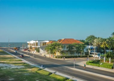 Cartagena 'da kentsel görünüm ve Karayip Denizi