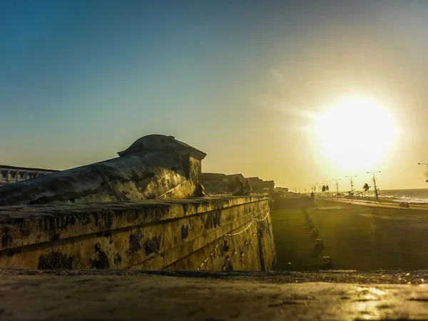 Pôr do sol em Cartagena a partir do Forte Colonial Espanhol — Fotografia de Stock