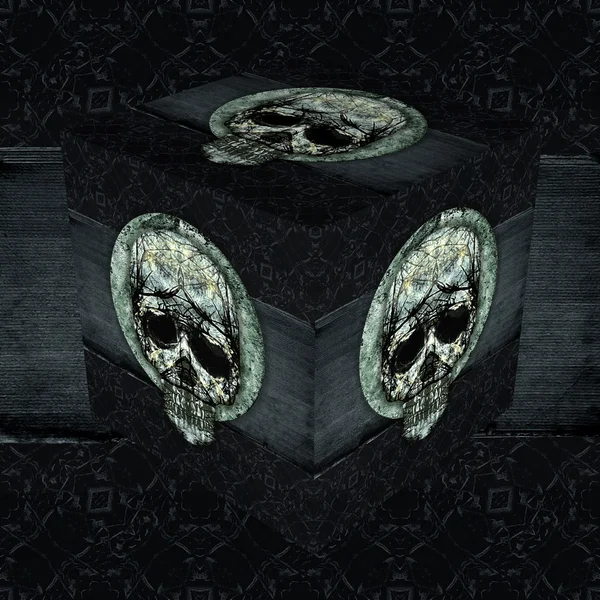 Skull Decorative Dark Cube — 图库照片