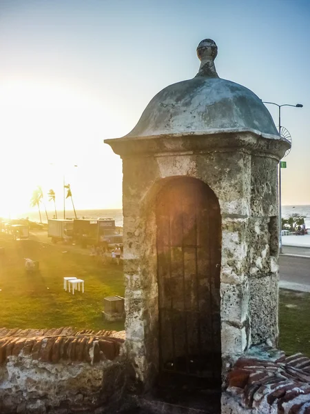 Caribische zee van Spaans Fort in Cartagena — Stockfoto