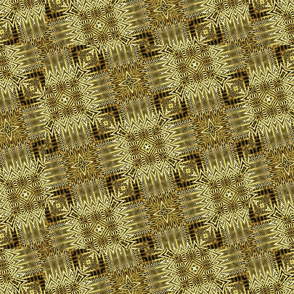 民族の黄金の幾何学的なチェック パターン — ストック写真