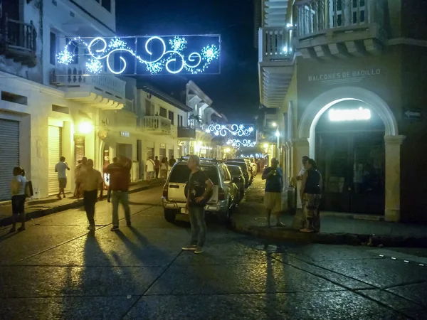 Historic Center of Cartagena at Night — ストック写真