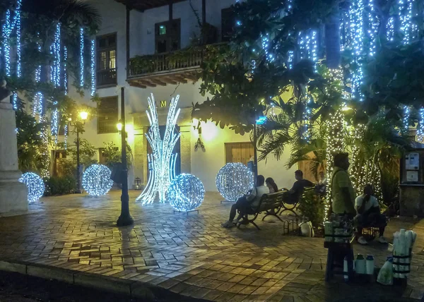 Historic Center of Cartagena at Night — 图库照片