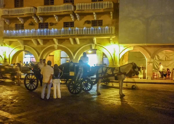 Centro Histórico de Cartagena por la Noche — Foto de Stock