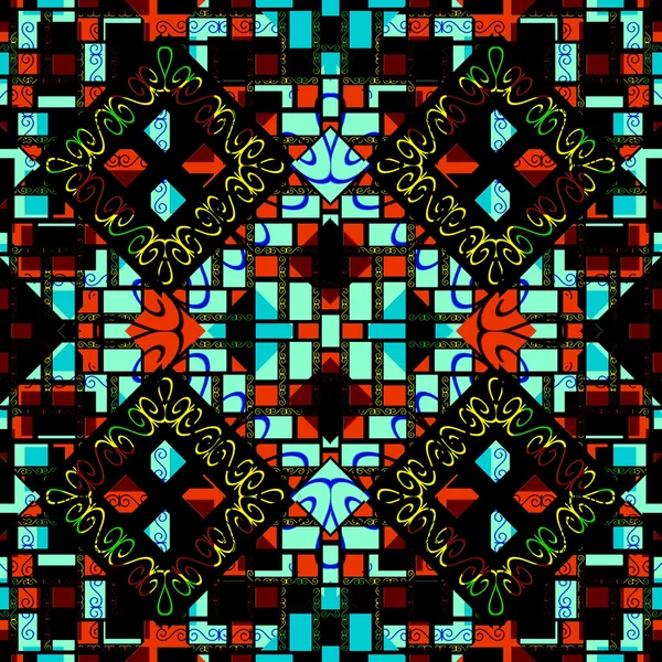 Collage geométrico colorido patrón sin costura —  Fotos de Stock