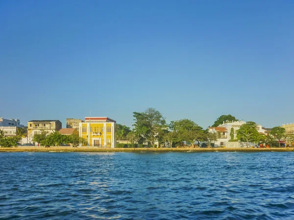 Colonial Style Architecture of Cartagena from Caribbean Sea — Stock Photo, Image