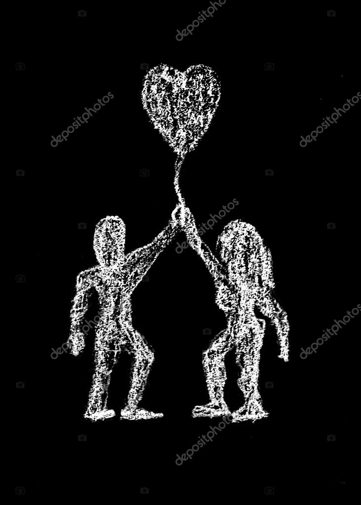 Couple En Amour Concept Scribble Dessin Photographie