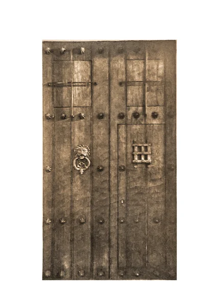 Porta in legno medievale con ornamenti — Foto Stock