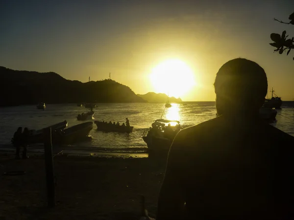 コロンビアのタガンガ カリブ海湾の夕日 — ストック写真