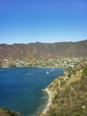 Kolombiya Taganga Bay havadan görünüm