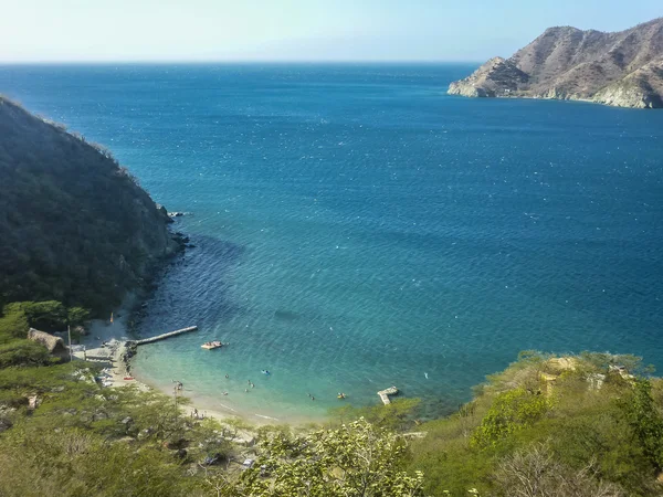 Colombia Taganga Bay luchtfoto — Stockfoto