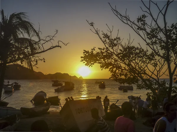 コロンビアのタガンガ カリブ海湾の夕日 — ストック写真