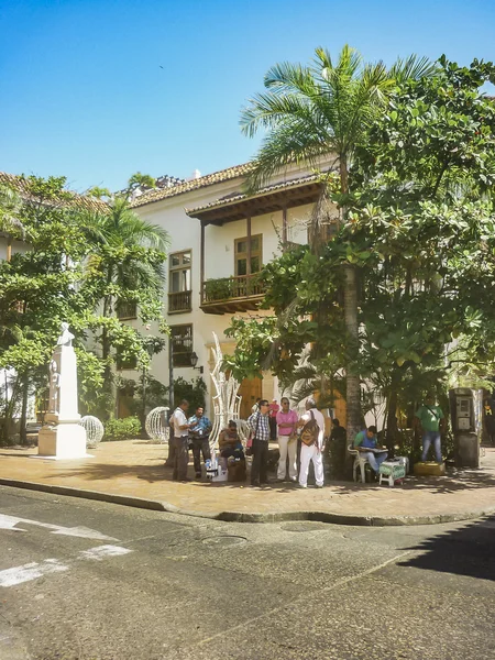 Pequeña Plaza en Cartagena de Indias Colombia — Foto de Stock