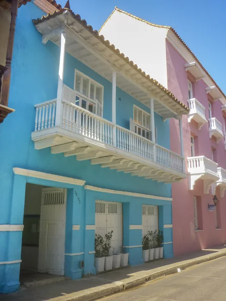 Kolonialny styl architektury w Cartagena de Indias, Kolumbia — Zdjęcie stockowe