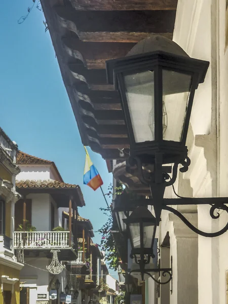 Koloniální styl architektury detaily v Kolumbie Cartagena — Stock fotografie