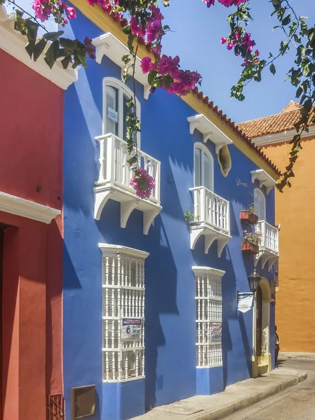 Colonial Style Colorful evler Cartagena de Indias Kolombiya — Stok fotoğraf