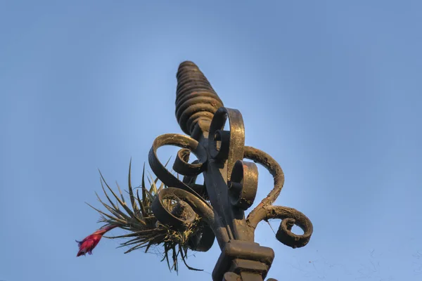 Siatka Żelazna ornament przeciwko błękitne niebo — Zdjęcie stockowe