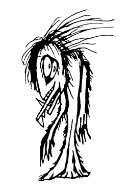 İzole edilmiş el portresinin ön görünümü siyah beyaz renkli fantezi canavarı.