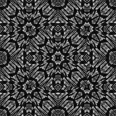Siyah ve beyaz etnik geometrik desen