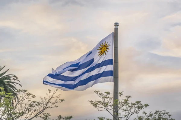 Bandeira do Uruguai em Montevidéu Bandeira Square — Fotografia de Stock