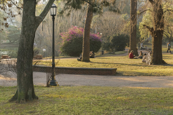 People Enjoying the Day at Parque Rodo Park in Montevideo