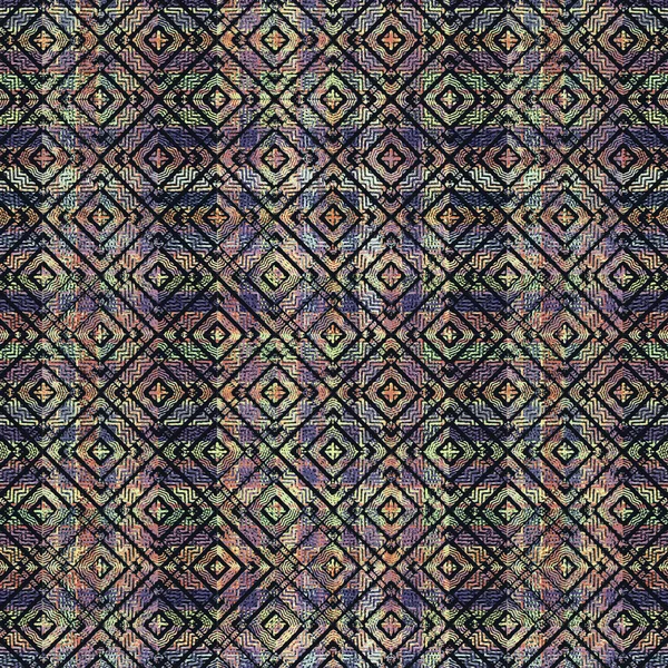 Multicolored Ethnic Check Seamless Pattern — Zdjęcie stockowe
