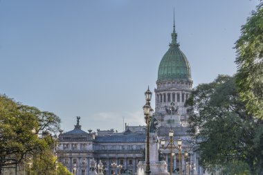 Buenos Aires Arjantin'de Kongre Sarayı'nın uzak görünümü