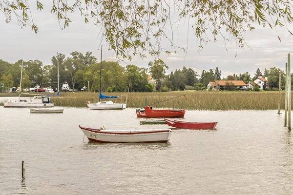 Bateaux à Santa Lucia River in Montevideo Uruguay — Photo