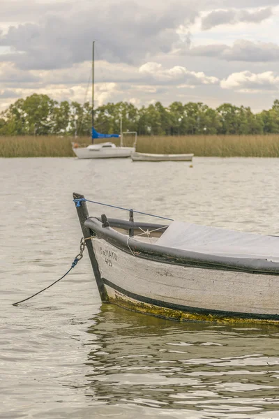 Rybackie i łodzie żaglowe w Santa Lucia rzeki w Montevideo — Zdjęcie stockowe