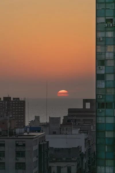 Aerial View of Sunset at the River in Montevideo Uruguay — Stock Photo, Image