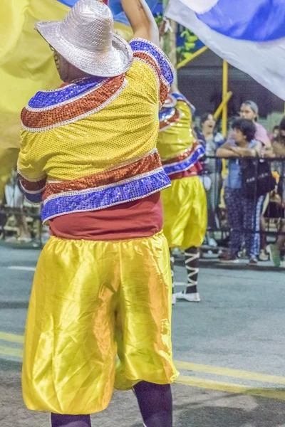 Costume Homme avec Drapeau Marchant au Carnaval Parade de l'Uruguay — Photo