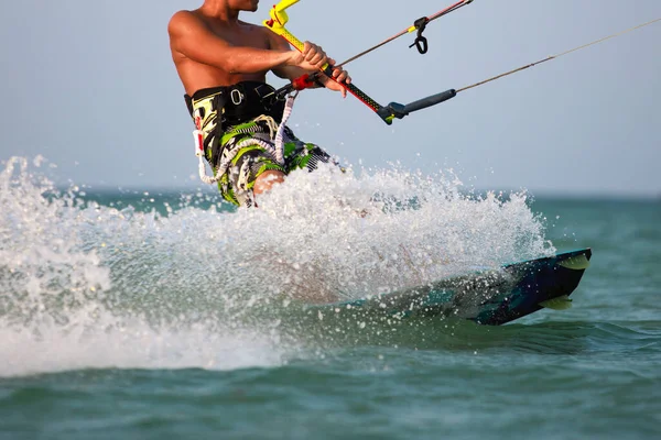 Kitesurf Kiteboarding Isola Esotica Foto Azione Tema — Foto Stock