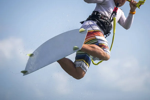 Kitesurf Kiteboarding Isola Esotica Foto Azione Tema — Foto Stock