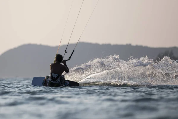 Kitesurfing Kiteboarding Exotic Island Themed Action Photos — 스톡 사진