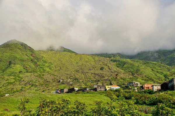 Green Landscape Surrounding Village Sao Jorge Rainy Season Fogo Cabo — Stock Photo, Image