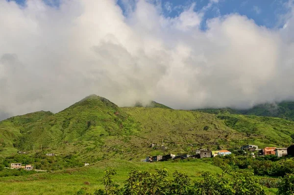 Nubes Sobre Verde Paisaje Sao Jorge Fogo Cabo Verde — Foto de Stock