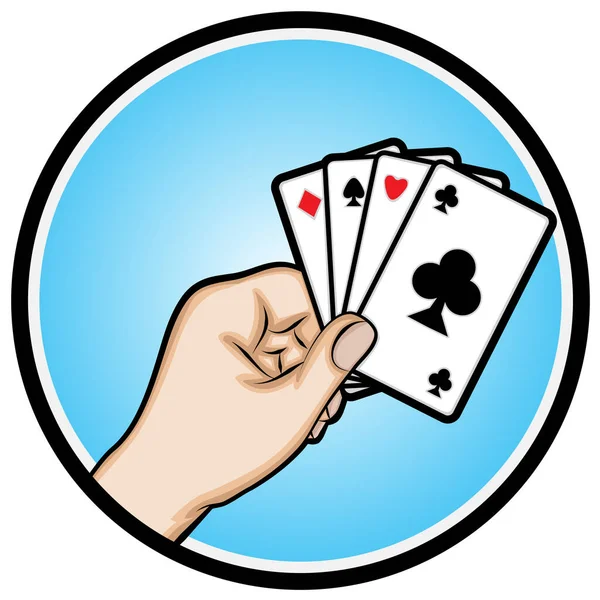 Vector Illustratie Van Een Hand Holding Poker Card — Stockvector