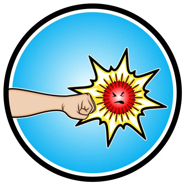 Vector Illustratie Van Hand Raken Van Het Corona Virus Corona — Stockvector